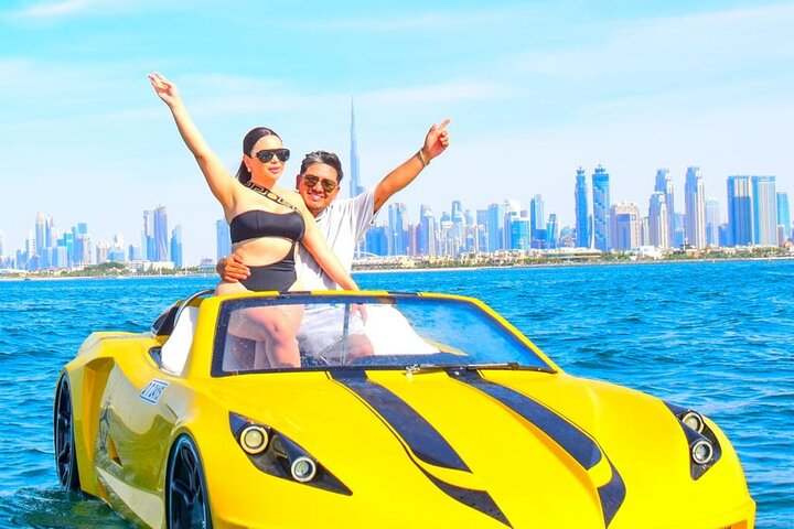 Experience the unique exhilaration of driving a Jetcar in Dubai's stunning waters all while enjoying breathtaking views of the iconic skyline and making unforgettable memories on your journey.